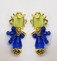 Boucles d'oreilles Zooying 2022 de luxe vintage en résine plaquée or, avec cristaux et verre carré, couleurs assorties