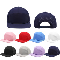 Casquette de golf unisexe perforée à 7 panneaux, imperméable, avec logo personnalisé en PVC et découpe laser, casquette de sport à cordon et fermeture snapback, vente en gros