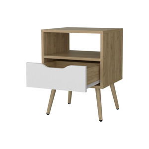 Prescott Valley Nightstand Natural Oak White <b>Open</b> <b>Storage</b> Drawer Bedroom Furniture - Product Image 4
