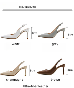 Nouvelles sandales coréennes à talons hauts pour femmes, collection Printemps 2025, talon fin, bout pointu, bouche peu profonde, en microfibre nude, style Baotou - Product Image 5