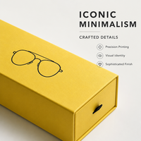 Boîtes à lunettes personnalisées mignonnes et colorées, type tiroir, en carton, pour enfants, boîte d'emballage pour lunettes de soleil, boîte de rangement pour lunettes de couleur jaune