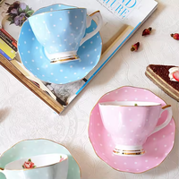 Ensemble tasse à café et soucoupe en porcelaine fine de style européen, motif floral, pour le thé de l'après-midi, sans BPA, compatible lave-vaisselle, écologique et réutilisable