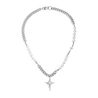 Collier ras du cou en perles Hip Hop bijoux tendances collier croix en acier inoxydable pour hommes