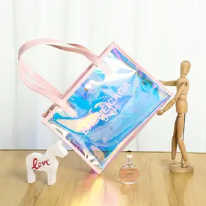 Thời Trang Tùy Chỉnh Rõ Ràng Holographic Đồng Bằng Hàn Quốc Tote Túi Không Có Tối Thiểu Ladies Shoulder Long Strip Tote Túi