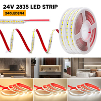 Tira de Luz LED Flexible 2835 de Alta Calidad al por Mayor de Fábrica, Iluminación Decorativa de Alto Lumen 12V/24V 60/120/240 LED para Interiores