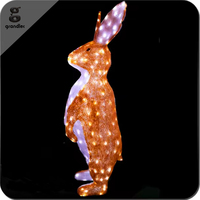 Lámpara Decorativa de Jardín con Diseño de Conejo 3D, Marco Metálico Grande, Luces LED, para Exteriores, Precio de Fábrica