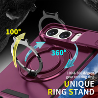 Coque de téléphone en PC rigide peinte avec cache-caméra coulissant, prête à être expédiée, pour iPhone Duo avec béquille annulaire 360° et coque antichoc magnétique
