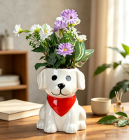 Pot de fleurs en céramique mignon Yisheng en forme de chiot avec trou de drainage, pour plantes d'intérieur et d'extérieur, herbes décoratives