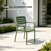 Chaise de salle à manger d'extérieur en aluminium, fauteuil empilable entièrement en aluminium à lattes, mobilier de bistrot de jardin résistant aux intempéries