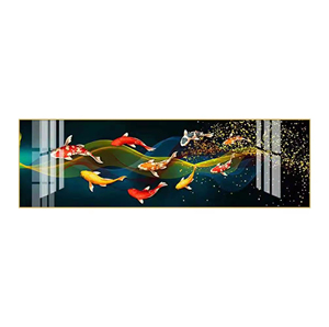Dipinto in Porcellana con Cristalli <span class=keywords><strong>di</strong></span> Pesce Dorato Astratto <span class=keywords><strong>di</strong></span> Lusso, Stampa HD, Arte Murale Moderna, Design Personalizzato per Decorazione Casa - Product Image 2