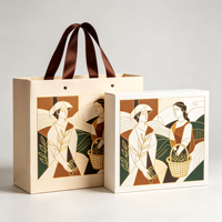 Sac en papier d'art de luxe de haute qualité avec poignée en ruban, emballage de boîte cadeau en carton, boîte à thé haut de gamme, logo personnalisé, image de marque d'entreprise