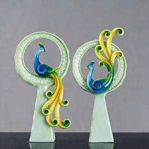 Statua in Resina Stile Nordico Minimalista Retrò <span class=keywords><strong>Fenice</strong></span> Pavone, Oggetto d'Arte per Arredamento Casa e Soggiorno di Tendenza - Product Image 2