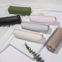 Étui à crayons minimaliste en cuir PU avec fermeture éclair, sac à stylos réutilisable, porte-monnaie, boîte à crayons pour l'école, modèle de boîte à crayons