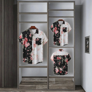 Camisa <span class=keywords><strong>de</strong></span> Playa para Hombre con Estampado Floral, Botones Grandes, Impresión Digital, Antiencogimiento, Poliéster/Algodón para Verano - Product Image 3