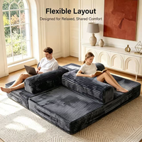 Canapé modulaire d'angle en bois pour chambre à coucher, avec matelas en mousse à mémoire de forme, compressé sous vide