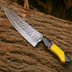 Couteau de chef en acier Damas forgé à la main avec manche en résine, style japonais, ambidextre, finition satinée, pour usage en cuisine - Product Image 1