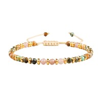 2025 fait à la main Style rétro tressé corde Bracelet coloré perles de pierre semi-précieuses avec Design géométrique unisexe cadeau à la mode