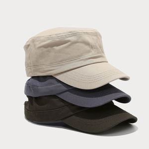 New Korean Solid Color Cotton <b>Flat</b> Top Baseball <b>Cap</b> <b>Men</b> Women Outdoor Casual Sports Camp Hat for <b>Men</b> - Product Image 1