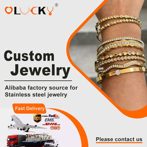 럭키지우 맞춤 제작 쥬얼리 제조업체 도매 스터드 귀걸이 목걸이 팔찌 반지 황동 스테인리스 스틸 금도금 쥬얼리 - Product Image 1