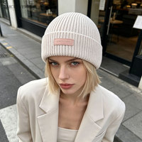 AMCLEVER 2026 Bonnet d'hiver chaud en acrylique épais et coton tricoté pour homme, doux, respirant, avec revers, pour sports de plein air, ski, logo personnalisé