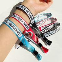 Bracelet tissé jetable personnalisé à usage unique pour événements, en polyester, avec fermoir coulissant et clip de verrouillage – Vente en gros à prix réduit