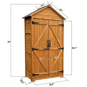 Armario de almacenamiento de <span class=keywords><strong>madera</strong></span> para exteriores, cobertizo de jardín, herramienta, cobertizos, organizador de utilidad con puertas dobles bloqueables - Product Image 6