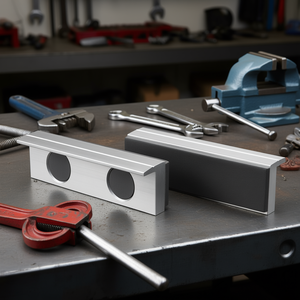 Cubiertas de mordazas de aluminio magnéticas recubiertas de caucho Fervi para tornos de banco - Product Image 3