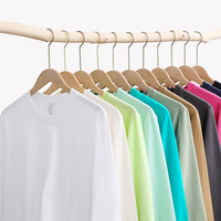 T-shirt homme en coton peigné 100% OEM, coupe ample, manches longues, col rond, uni, style streetwear décontracté.