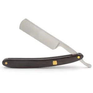 Barber Razor Natural Wood Scale Sharp High Hardness Straight Edge Blade, Vintage Wood Handle