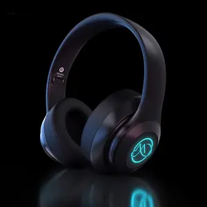 LED light audio jack sports foldable wireless gaming headset noise cancelling bluetooth headphones with microphone