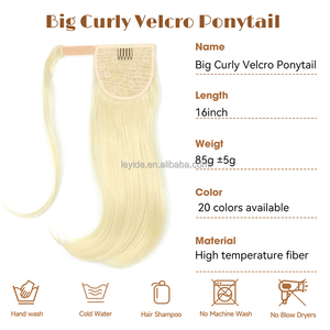 AliLeader Natura rizado 16 "largo volteado hacia fuera grueso pelo falso Cola de Caballo estilo versátil alta envoltura alrededor de coletas sintéticas - Product Image 5