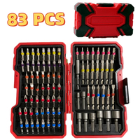 Jeu de 83 embouts de perceuse à percussion avec embouts magnétiques, embouts en acier S2 à fente croisée, à fente plate, carrés, étoiles, hexagonaux, TORX