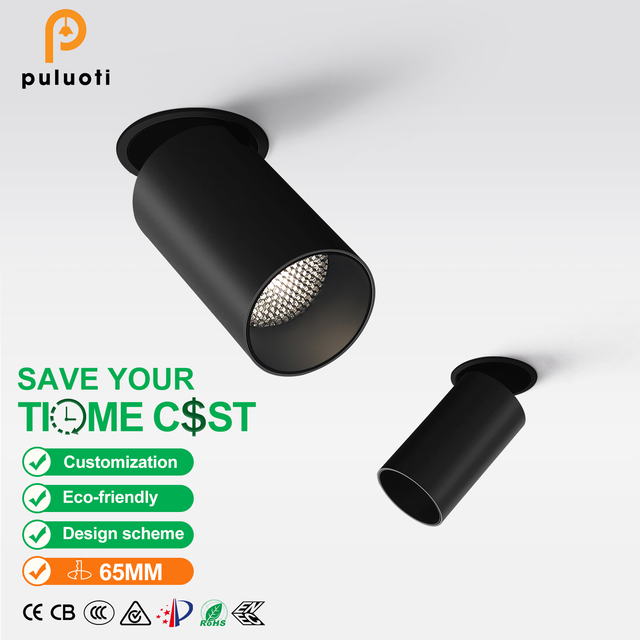 PULUOTI Custom Made DALI TRIAC Dimmable Smart Control CCT Led Ceiling Light Spot Light Recessed 12W Spotlights Downlight Black