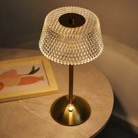 Lampe de table moderne rechargeable en cristal, sans fil, à intensité variable, pour ambiance de restaurant, style nordique, veilleuses de bar, commande tactile pour bar et restaurant
