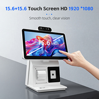 Caisse enregistreuse tactile double écran 15,6 pouces Windows POS avec fonctions de numérisation par caméra et d'impression, processeur Intel Core i5 12e génération