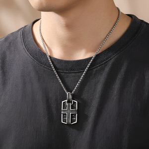 Collar con Colgante de Cruz Punk para Hombre, Estilo Hip Hop Retro Gótico, Joyería Religiosa Europea, Placa con Escritura, Cruz OEM - Product Image 3