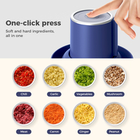 Hachoir Électrique à Viande et Légumes, Broyeur à Poivre et Ail, Robot Culinaire pour Sauces avec Récipient en Verre 1,8 L, Petit Appareil de Cuisine