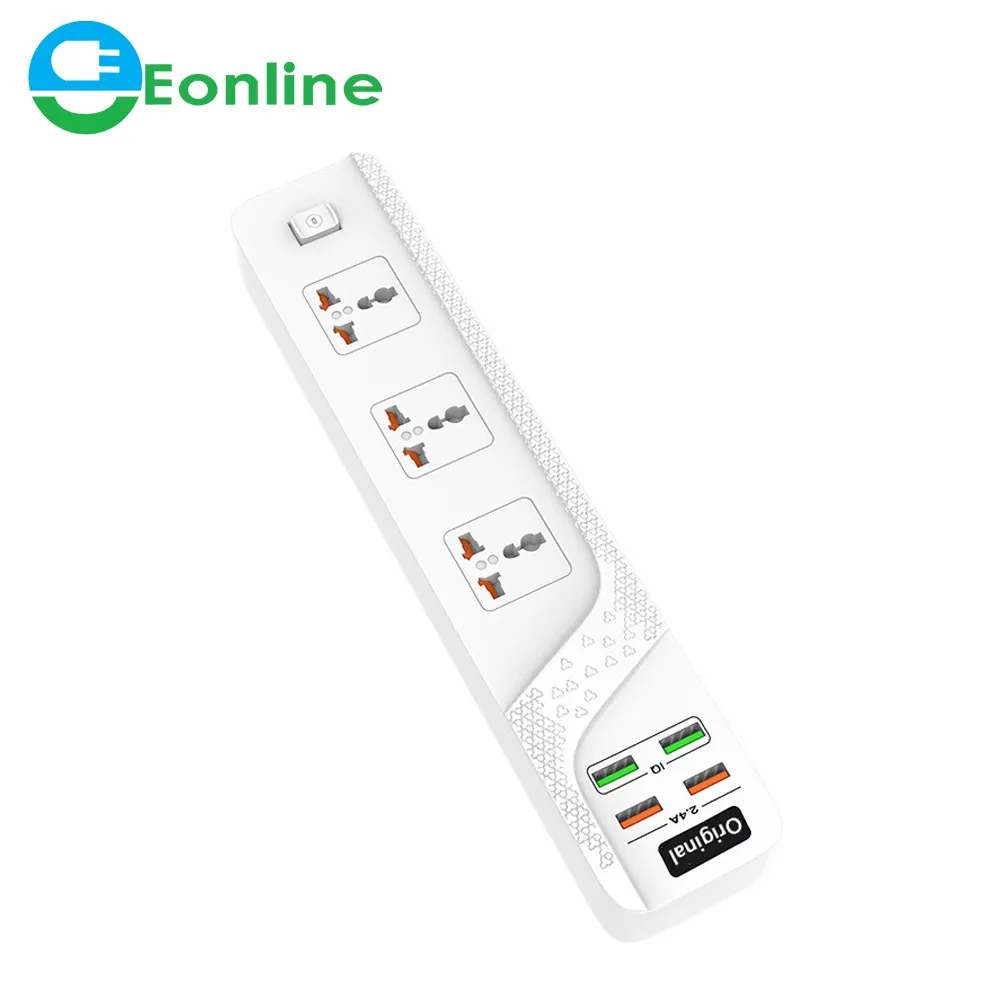 Wallpad — multiprise électrique Portable, ue, US, UK, câble 2m, rallonge avec 4 ports USB, charge rapide