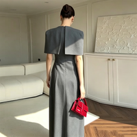 Robe d'été élégante ZYHT 75355 style français, couleur unie, col rond, effet deux pièces, pour femme, tendance transfrontalière