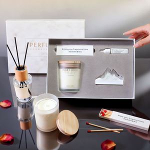 Premium Corporate Fragrance Therapy Gift <b>Set</b> Minimalist Scented Candle and <b>Reed</b> <b>Diffuser</b> Luxury VIP Business Souvenir Bulk Order - Product Image 3