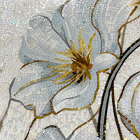Mural Kaca Mosaik Lotus Kustom, Seni Dinding Floral, Dekorasi Dinding untuk Hotel, Villa, Spa, Dinding Latar Dapur