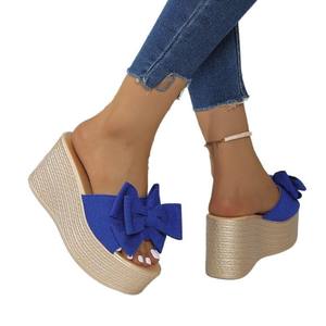 <span class=keywords><strong>Zapatillas</strong></span> de plataforma con cuña para mujer, aumento de altura para exteriores, novedad de 2025, sandalias gruesas con lazo a la moda para primavera y verano - Product Image 6