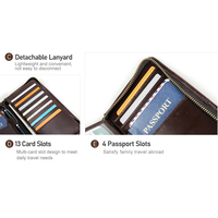 Portefeuille de voyage familial en cuir nubuck RFID Contact's avec dragonne, organiseur de passeports et de documents