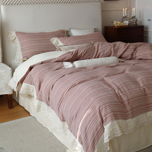 Comoda biancheria da <span class=keywords><strong>letto</strong></span> 100% in cotone tinto in filo con un grande Set di lenzuola da 4 pezzi, compresa la busta del copripiumino e la federa - Product Image 5