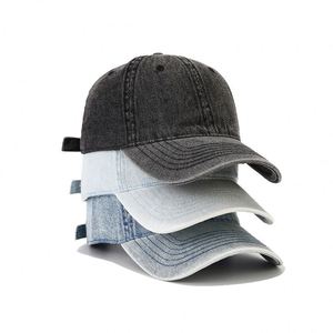 Casquette de baseball en jean délavé en coton uni, personnalisable et vierge - Product Image 2