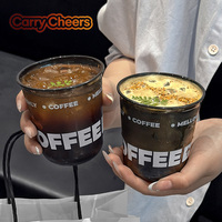 Gobelet à café jetable en plastique PET noir mat à fond rond en forme de U, personnalisé avec logo, pour boissons froides à emporter