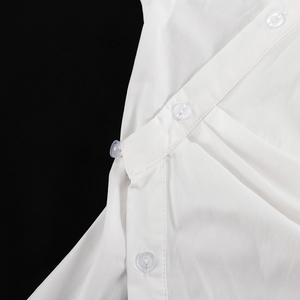 2025 nuova moda Chic elegante da donna avvolgente asimmetrica camicia bianca a maniche lunghe in <span class=keywords><strong>cotone</strong></span> a maniche lunghe da donna - Product Image 6