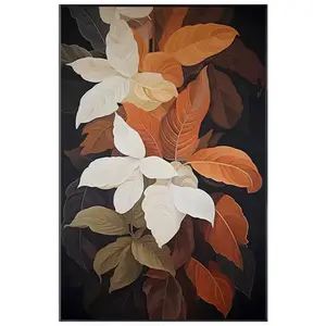 Pôster moderno de flores em folha marrom para plantas, arte de parede, pintura em tela para sala de estar, quarto e jantar