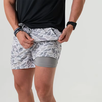 Shorts de course rétro pour hommes OEM, motif camouflage canard, double couche, séchage rapide, extensibles, respirants, pour la pêche et l'athlétisme, logo personnalisé