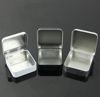 Boîte rectangulaire vide en argent noir, Mini couvercle coulissant, boîte en fer blanc, bonbons à la menthe, boîte en fer blanc rectangulaire